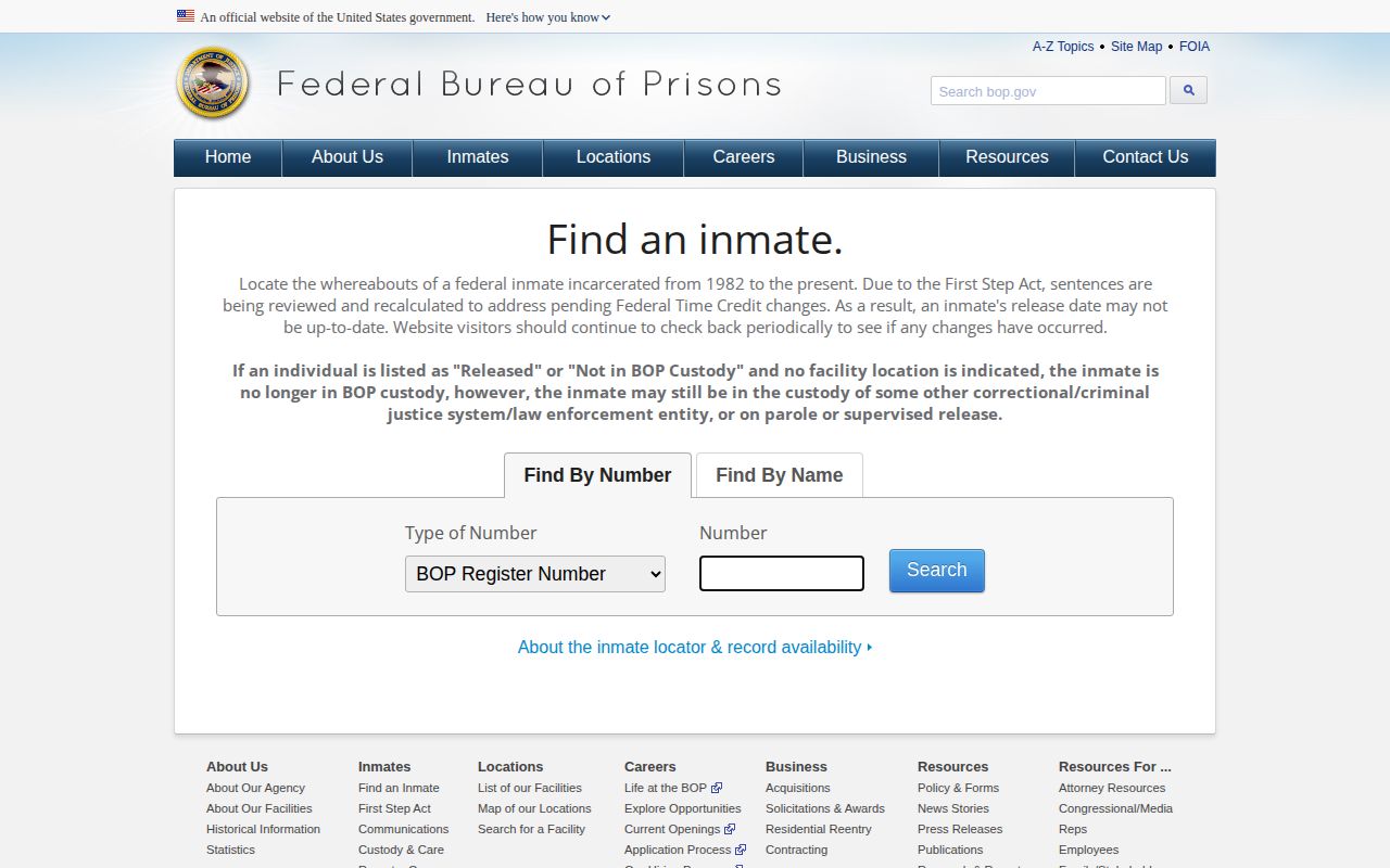 Bureau of Prisons federal inmate locator for distinguishing federal custody from Fannin County bookings